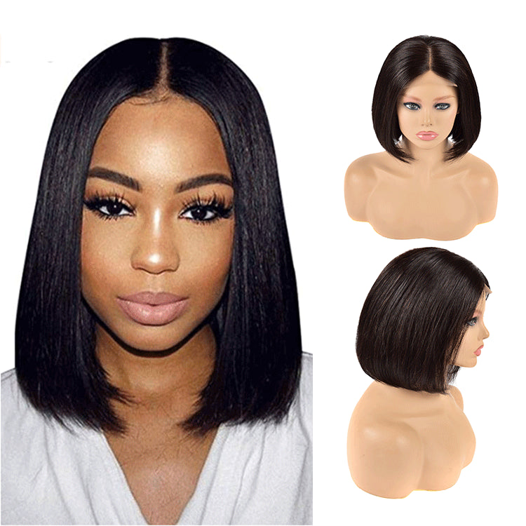 European and American Real Hair Set Front Lace Bob Wigs 13X4 Lace Short Bob Wigs 150Remy