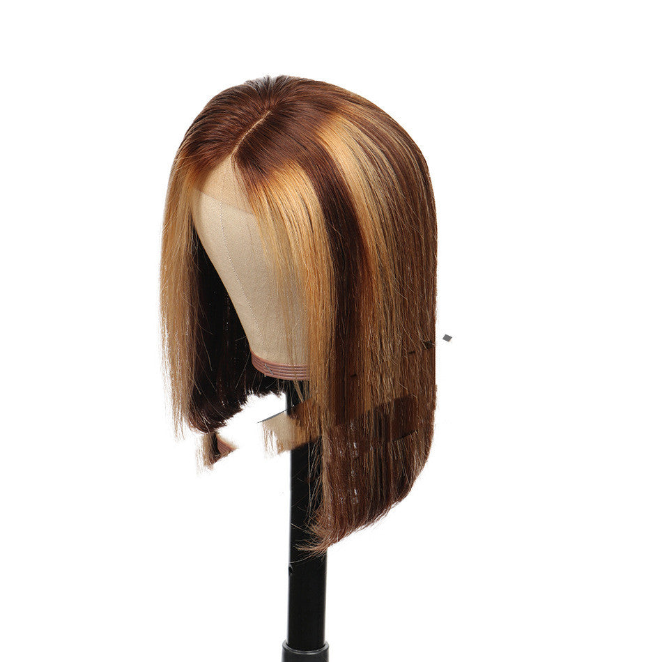 Piano Color Bob Headgear Real Hair